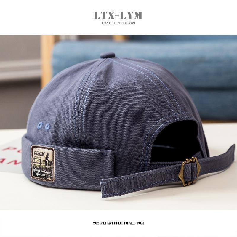 Retro Letter Label Brimless Caps Unisex Solid Color Beanie Men Women Summer Street Adjustable Docker Hats Melon Cap Hip Hop Cap