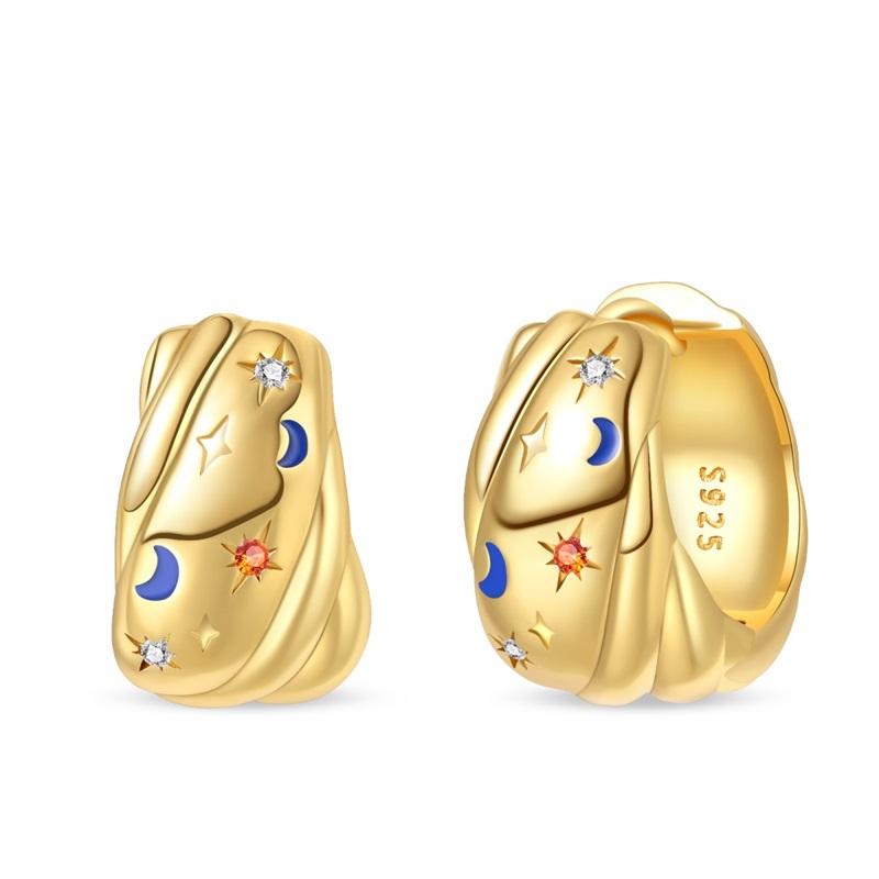 Women's 925 Silver Classic Gold Pearl Inlaid Earrings Elegant Suitable For Engagement Wedding Party Exquisite Jewelry