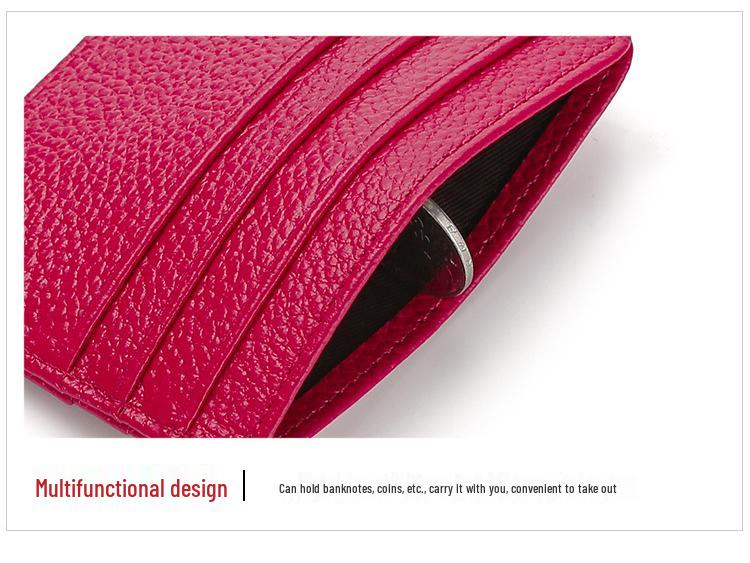 Porta-cartões Fino em Couro Genuíno: Vários compartimentos para cartões, porta-moedas compacto, porta-cartões em couro de vaca e porta-carteira de motorista.