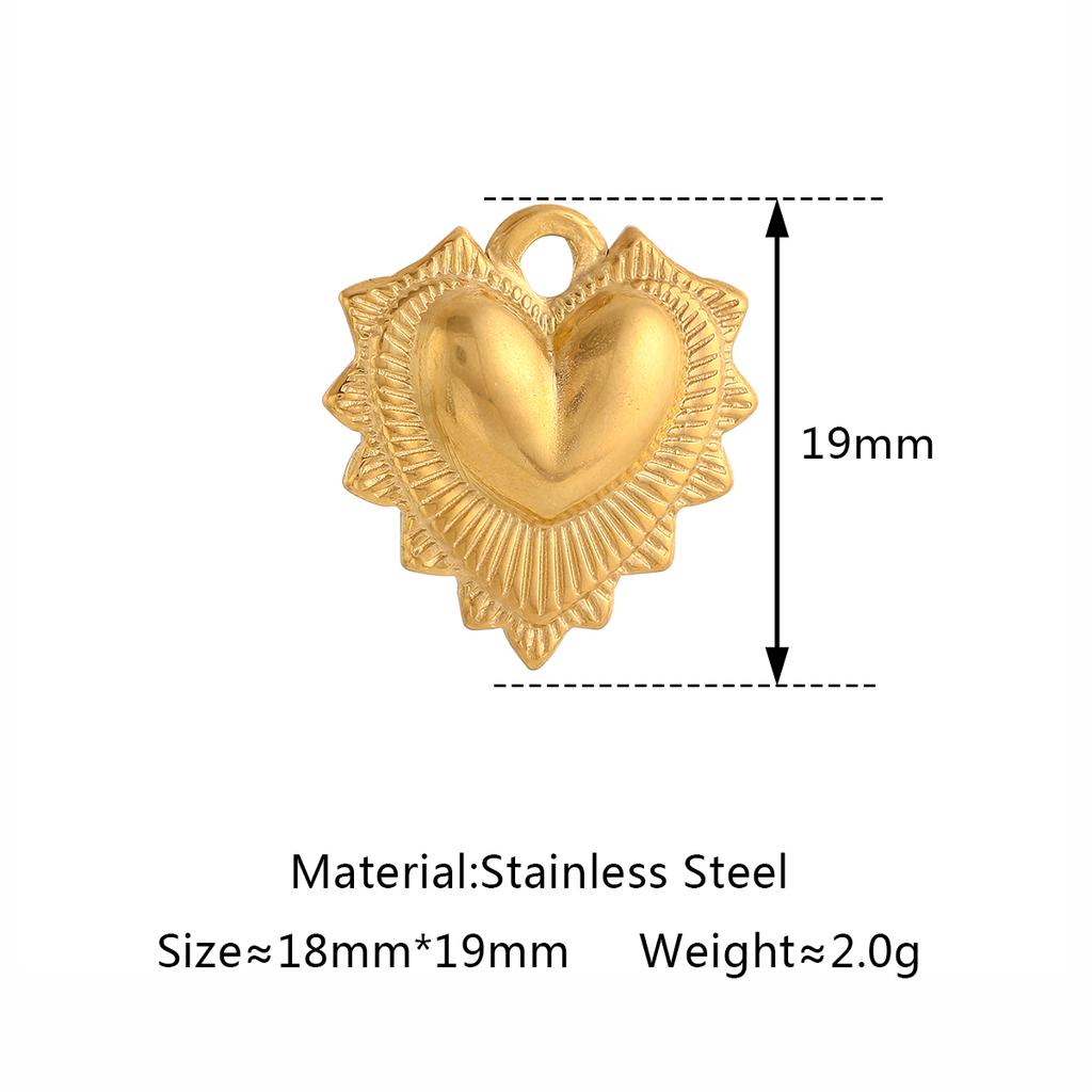 3Pcs Sweet Heart Charms Stainless Steel 3D Lucky Sacred Heart Pendants Handmade Jewelry Making Accessories DIY Necklace Earrings