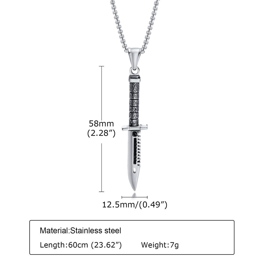 Vnox Cool Punk Necklaces for Men,Hip Hop Stainless Steel Stiletto Pendant Male Collar Gift Jewelry