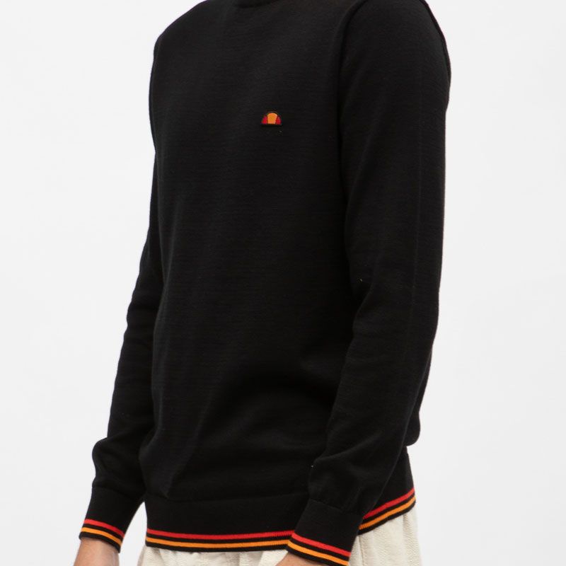 Pull noir avec liserés orange et rouge Homme ELLESSE