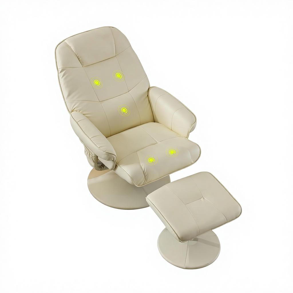Swivel Recliner Ottoman Chair Remote Control Adjustable Vibration Massage Rocker 100-140 Reclining Living