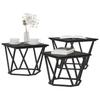 Coffee Table Set 3 Pcs Black Oak Look Engineered Wood and Steel