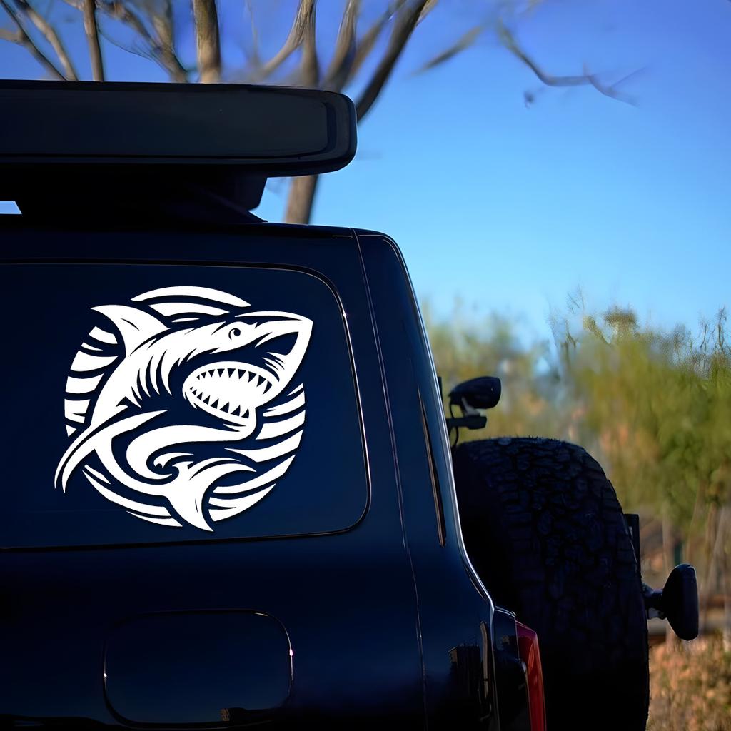 Shark surfing with teeth bared creative&funny stickers for cartoon fans&lover,high quality for car trucks motorcycles &laptops