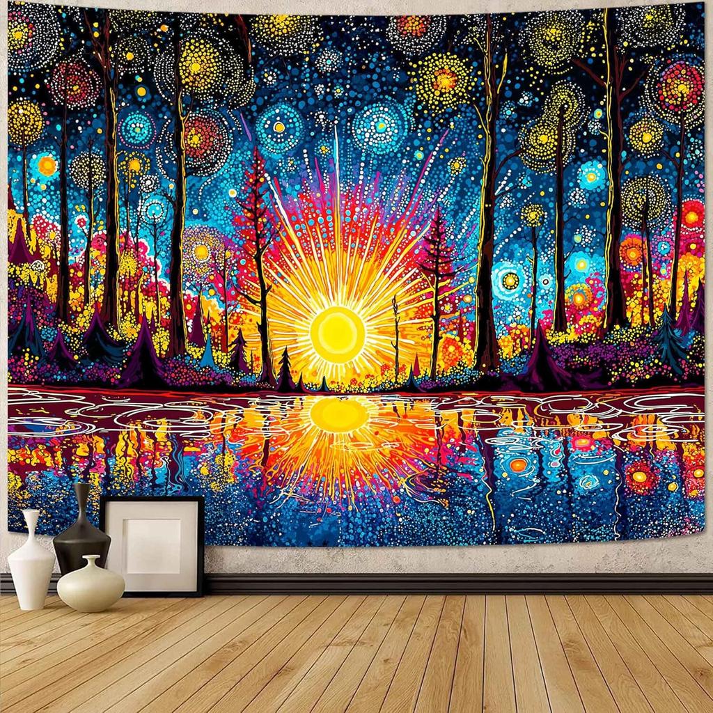 Yeoiat Meditating Alien Mushroom Tapestry Fantastic Wonderland Wall Hanging Aesthetic Decor for Bedroom Dorm Living Room, 60x44 Inch