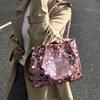 Nuova Borsa a Spalla da Donna con Paillettes Lucide Grande Capacità Borsa a Mano Glitterata Moda Borsa da Festa