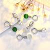 High-end Emerald Cat Eye Ear Buttons for Women's New Trendy and Versatile Love Pure Tassel Earrings