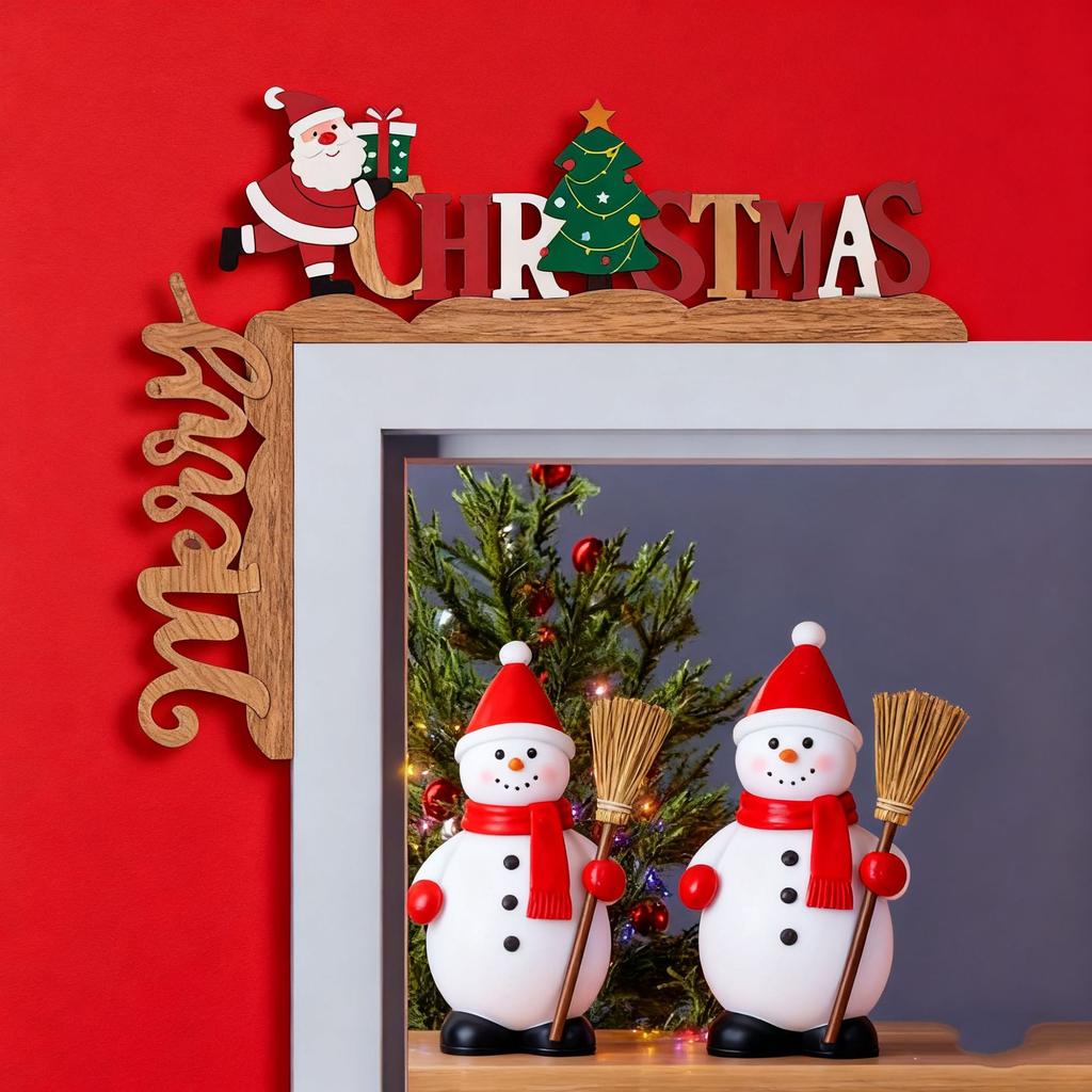 Christmas Door Frame Decorations, Door Corner Wooden Handicrafts, Hanging Ornaments and Creative Products