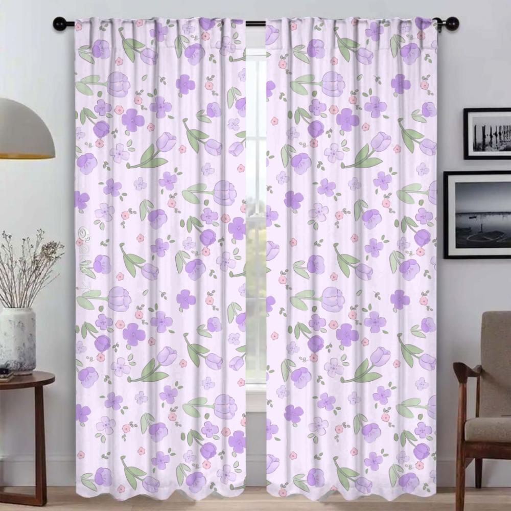 Floral Shades Halloween Decoration Modern Living Room Curtains for Camera Partition Blackout Curtain Tulle for Bedroom Kitchen