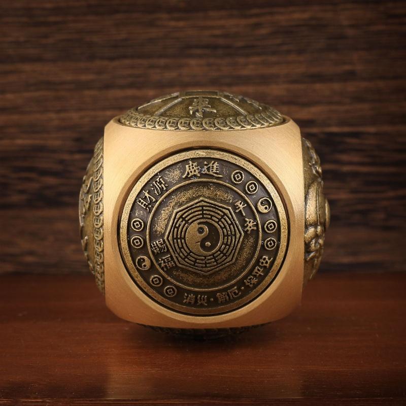 Large Size Brass Fidget Spinner Cube Six-sided Rotation Spherical Hand Spinner Adult Fidget Toy Chinese Style Stress Relief Toys