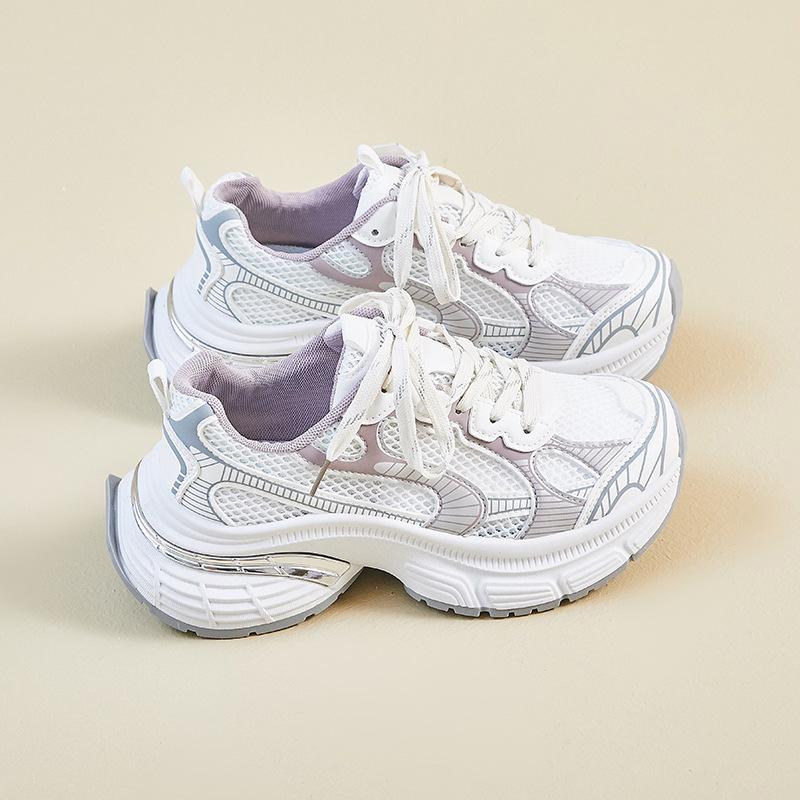 

Корейские кроссовки для новых пап для женщин на лето, студенческие спортивные и для отдыха, сетчатые дышащие, на толстой подошве для увеличения роста 40