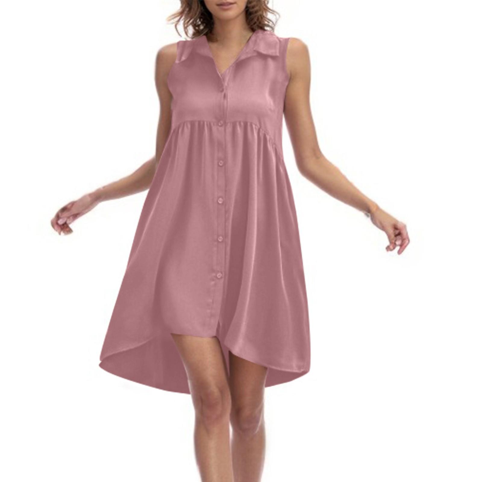 

Женские платья без рукавов спереди короткие сзади повседневные платья L розовый