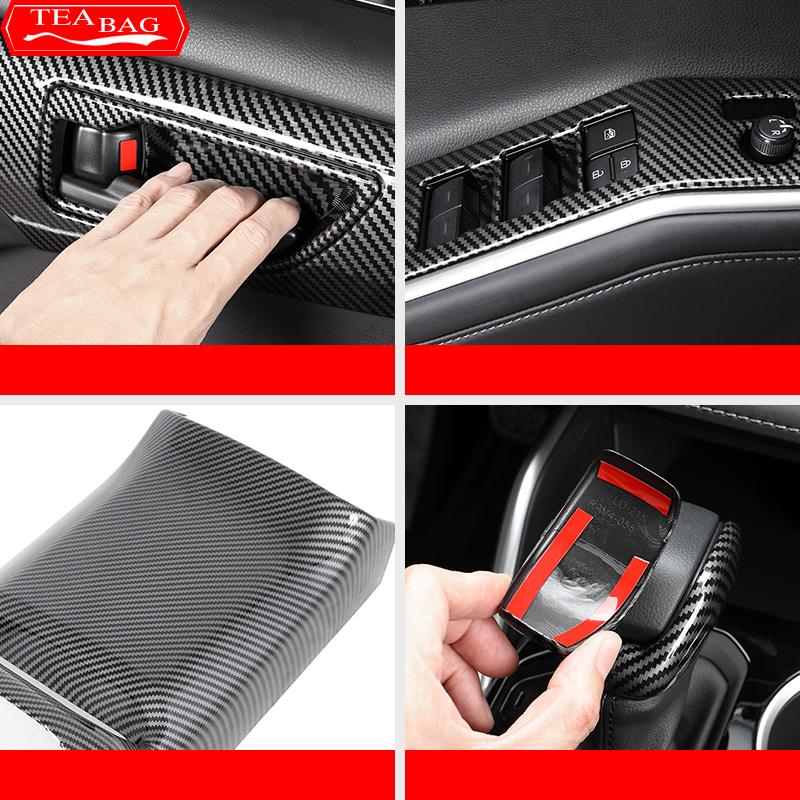 For Toyota Highlander XU70 Refit   2022 Car Carbon Fiber Interior Mouldings Gear Panel Cover Frame Accessories For