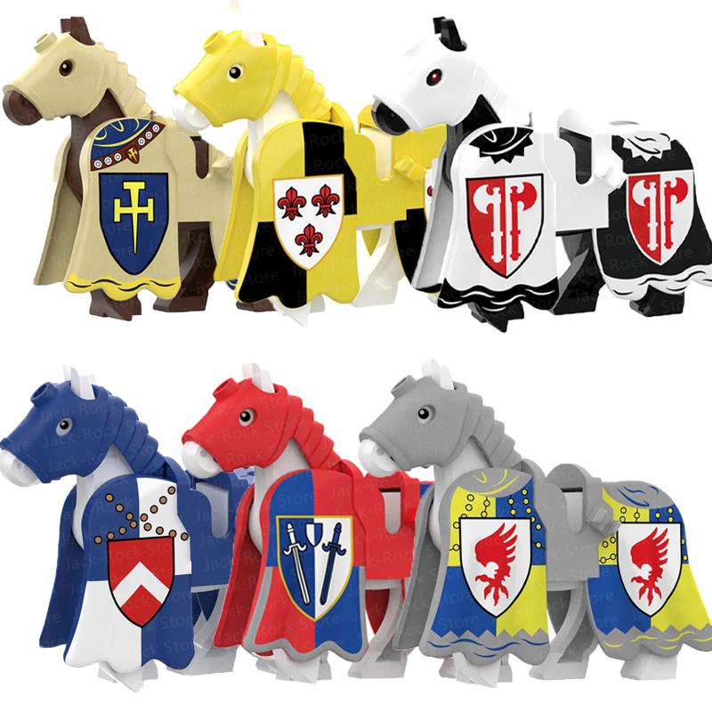 Building Blocks Medieval Ancient Solider Figures Knight Gifts Equipments Accessories Vest War-horse Flags MOC Mini Bricks Toys