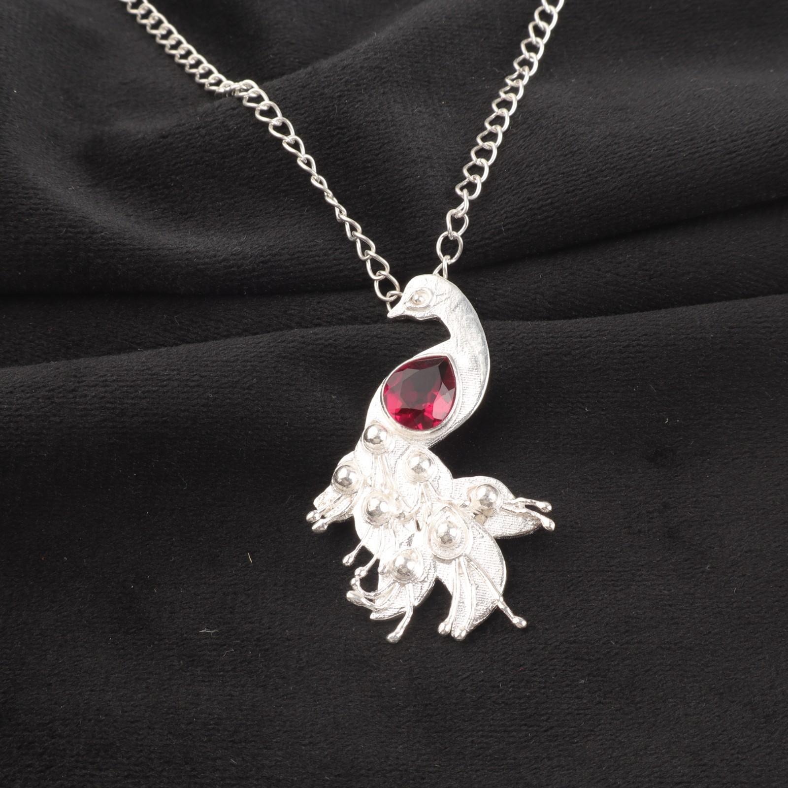 

Розовый Рубеллит Драгоценный Камень 925 Стерлинговое Серебро Ювелирные Изделия Кулон Павлин 2 Для Подарка CP-21-1