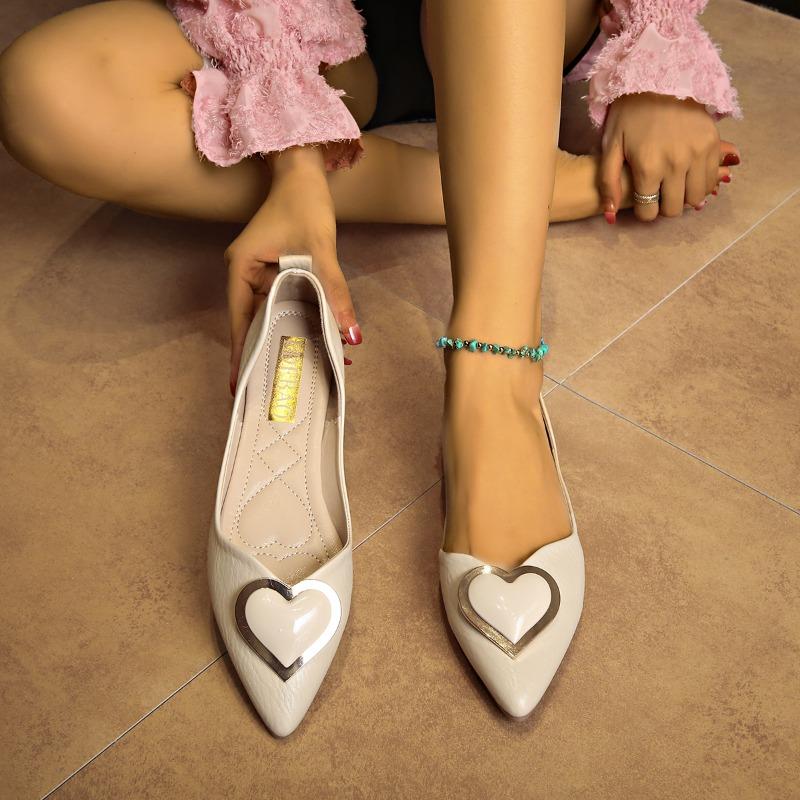 Fashion Women's Fashion Flat Shoes Autumn New Pointed Head Shallow Mouth Metal Buckle Soft Sole Non-slip Low-top Shoes