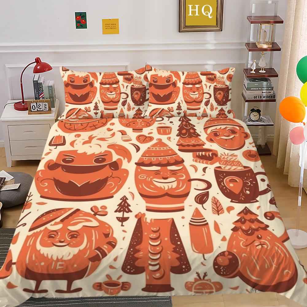 Christmas Printed Home Bedclothes Microfiber King Size Bedding Set Cover Children Superior Duvet Cover Set
