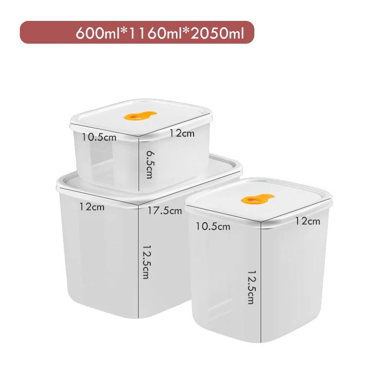 

3 шт., герметичная коробка для хранения свежих фруктов, мяса, заморозки, органайзер для банок, ланч-бокс, пластиковый кухонный контейнер для хранения продуктов