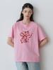 LE STUDIO Double Ribbon Point Short Sleeve T-Shirt Pink