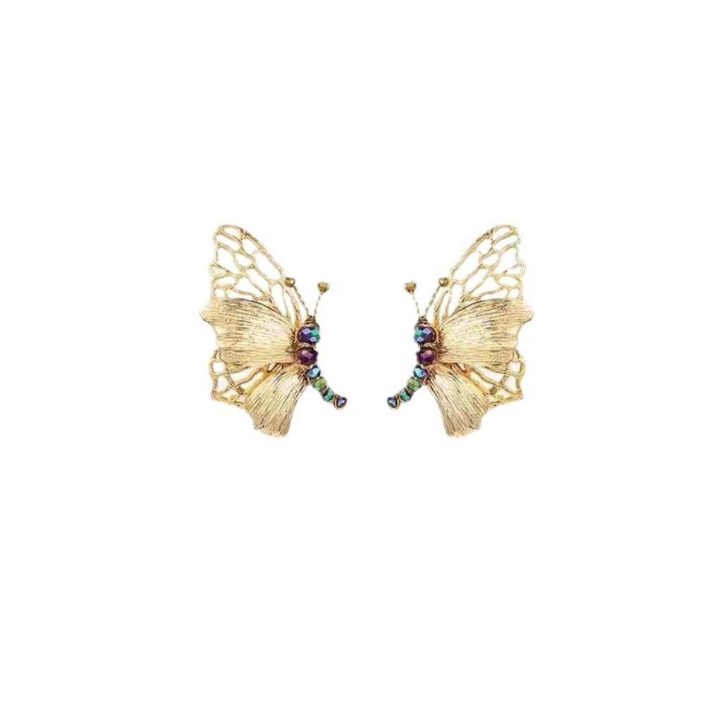 Retro Butterfly Earrings Light Luxury Temperament Design Sense Niche Personality Versatile Simple Earrings