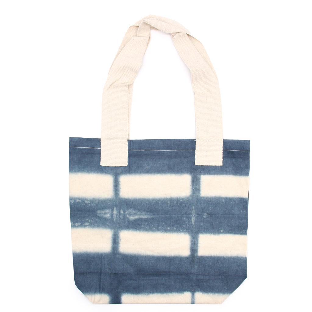 Tote Bag Cotton Tie-Dye Grey Blocks 38x42x12cm