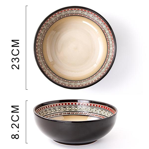 Chinese Ceramic Tableware Creative Hand-painted Soup Bowl Home Fruit Salad Bowl Large Noodle Bowl Restaurant