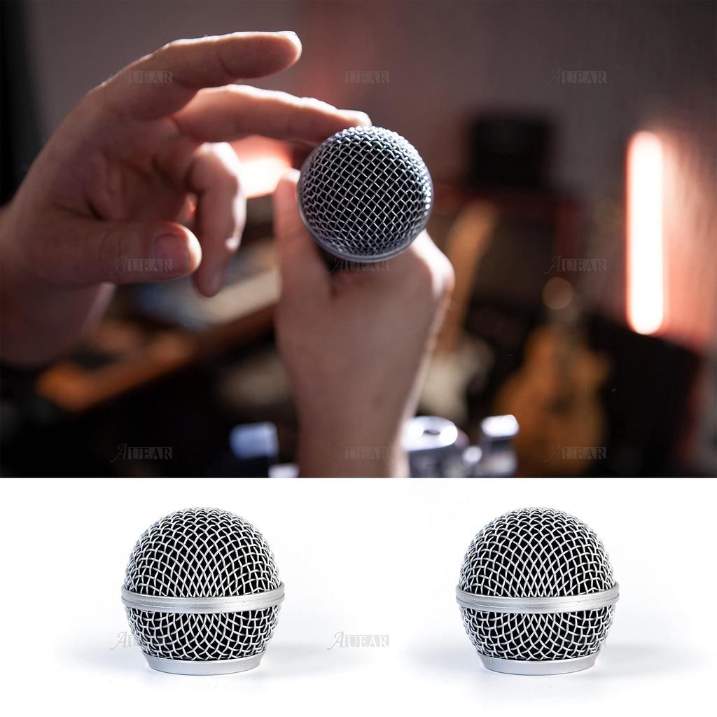 AUEAR Microphone Grill Ball Head Pack of 2 for SM58 BETA58 SM58LC SA-M30 SV100 RK143G Pgx2 Slx2