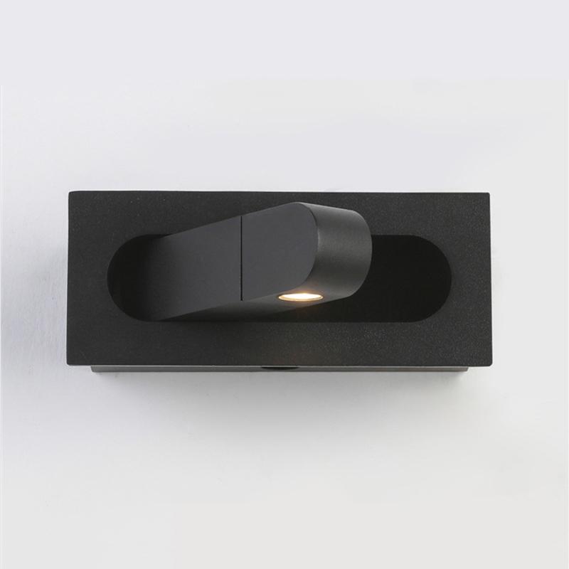 3W Embedded LED Wall Lamp 350 Degree Rotation Adjustable Angle Bedroom Bedside Reading Light Recessed Foldable Home Decor Sconce