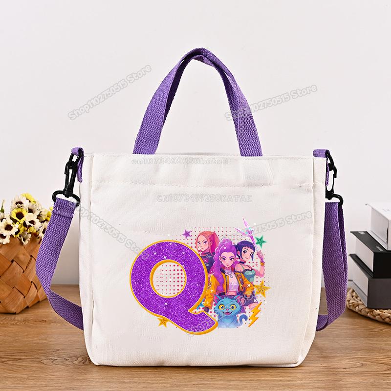 Schöne KPop Dämonenjäger Canvas Umhängetasche Multifunktionale Damen Handtasche Cartoon Mädchen Tragetasche Studenten Schultasche Damen Stoff Umhängetasche