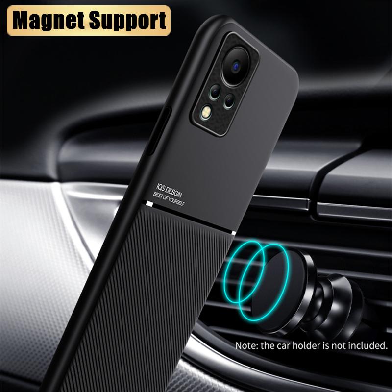 Matte Leather Soft Case For Infinix InfinixHot 12i 12 11 11S 10 9 Play Armor Shockproof Car Holder Cover For Infinix Note 12 11S 11 10 Pro Smart 5 6