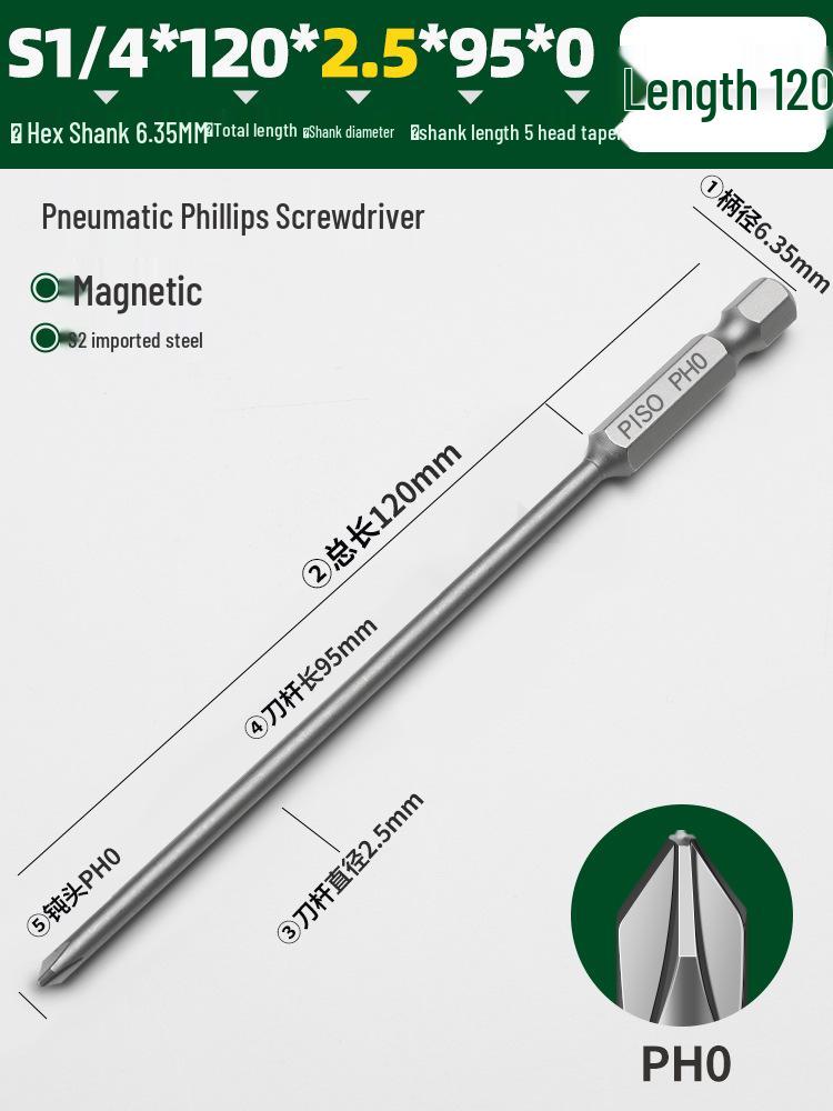PISO Anti-Slip Cross Extended Rod Strong Magnet Hex PH2 Drill & Screwdriver Bit Set