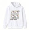 Cute Cartoon Cat Print Kids Hooded Sweatshirt, Unisex Boys Girls Long Sleeve Casual Pullover Top, Soft Cozy Warm Loose Fit Children Daily Wear for