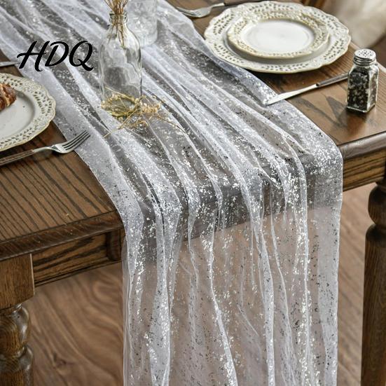 Sophisticated Table Decor Glittery Runner Sheer Flowing Tulle Elegant Runner for Home
