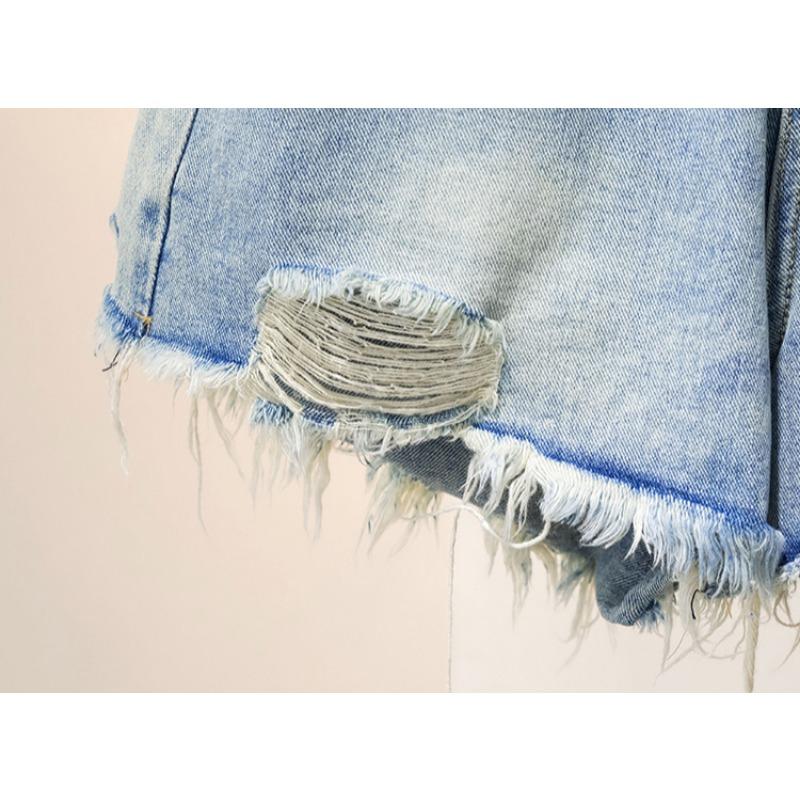 DIMANAF Summer 2025 Plus Size Shorts Jeans Women Basic Pants Loose Casual Female Blue Trousers Pants 5XL