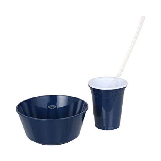 Dulton Carry Snack Tab mit Becher zum Trinken und Tragen zum Filme schauen und Durchmesser Durchmesser Fassungsvermögen Becher, Marineblau, Amerikanisch essen,