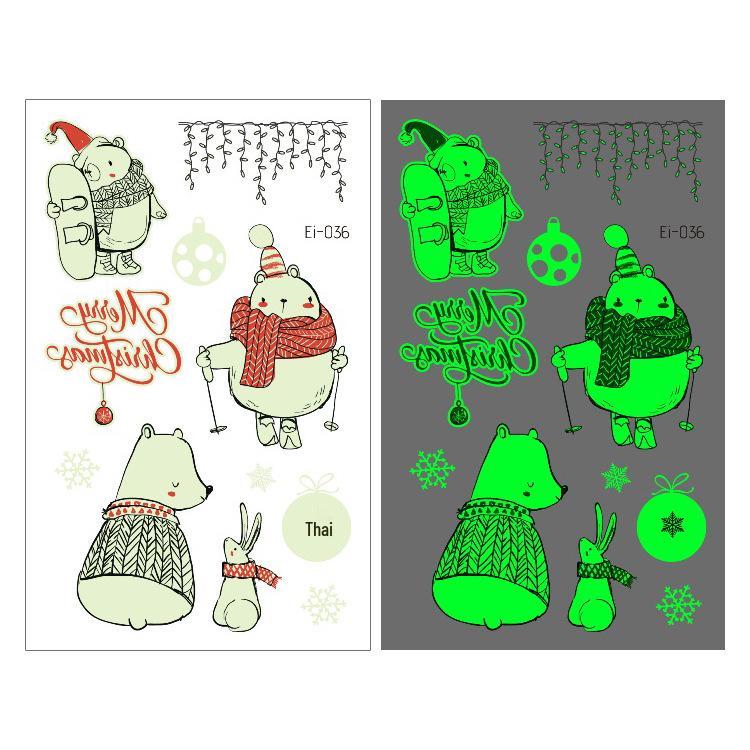 

Водонепроницаемые светящиеся мультяшные наклейки-татуировки снеговика на Рождество для детей 120x75mm