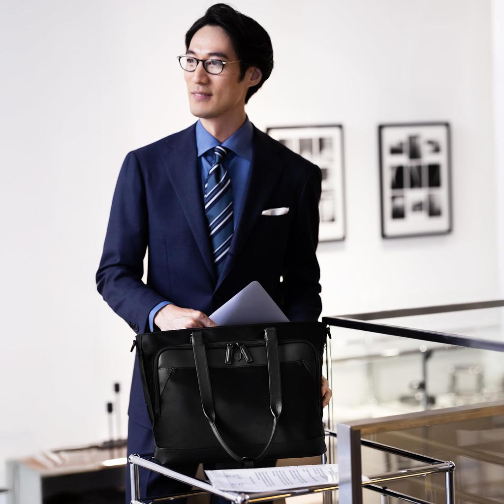 Victorinox Alox Nero Tote Durable Nylon Twill Tote for Men and Shoulder Bag for and Fits and A4 16L Black Bag, Women, Lightweight, Slim, 2-Way