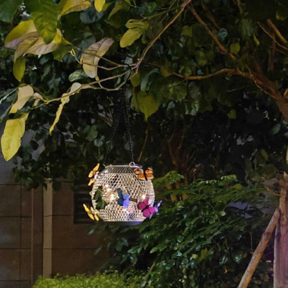 Retro Solar Butterfly Hanging Light Waterproof Garden Decorative Light  Party Decor
