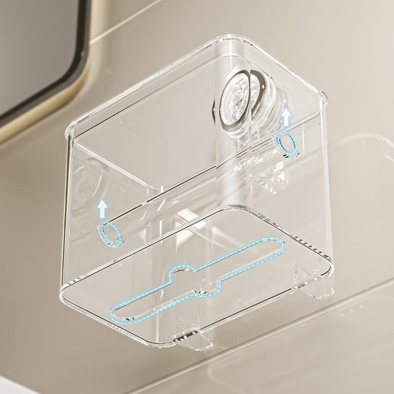 2 In 1 Suction Cup Toilet Paper Holder and Tissue Box, Wall Mount Waterproof No Drilling Bathroom Organizer