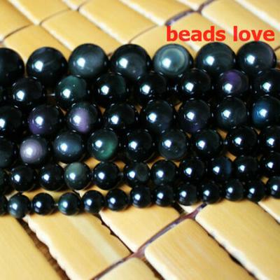 Fctory Price Flash Rainbow Obsidian Stone Round Loose Beads 6 8 10 12mm  For Jewelry Making
