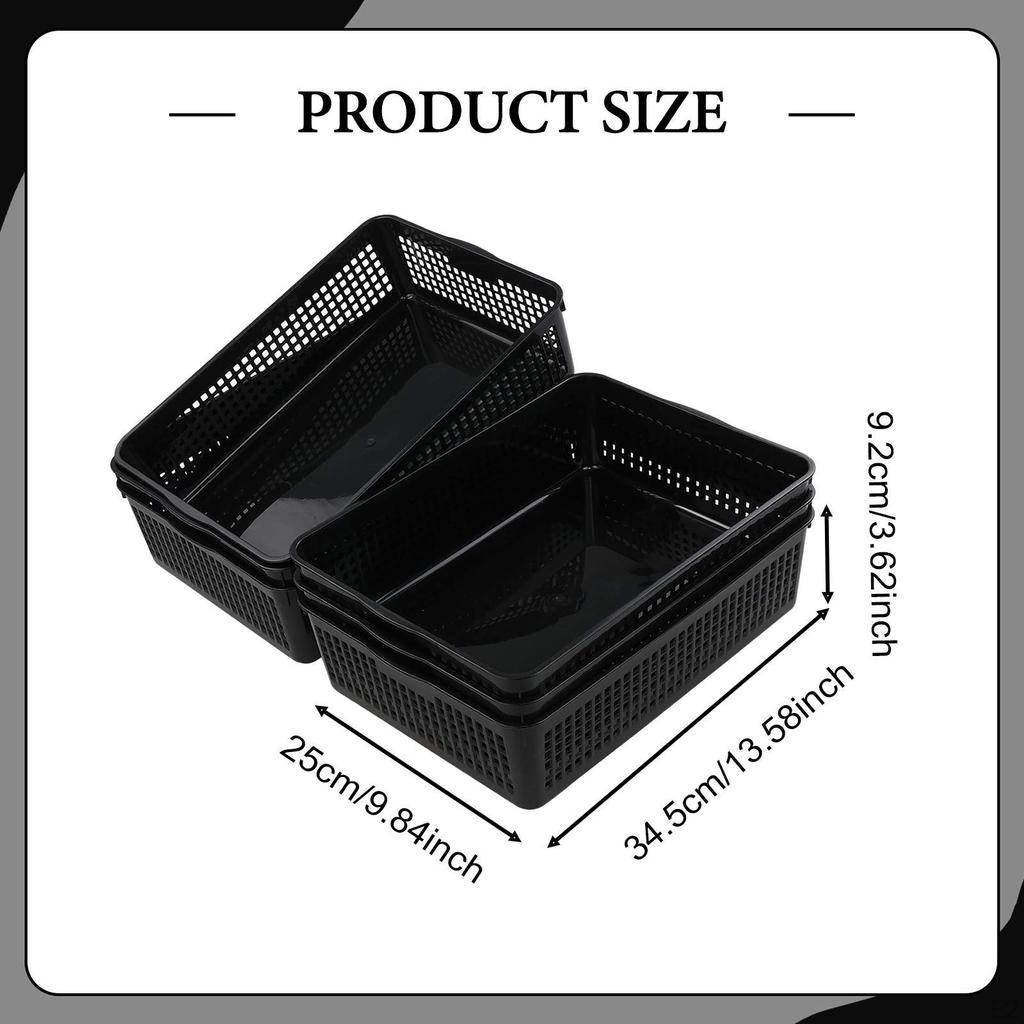6 Pieces Storage Baskets Desktop Basket Multipurpose Black File Organizer Bins for Closet