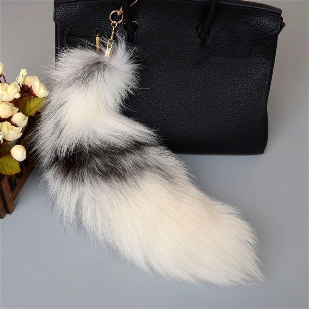 Pompoms Plush Tail Keychain Bag Tassel Fur Pendant Keyring Animal Tail Keychain  Car Keyring
