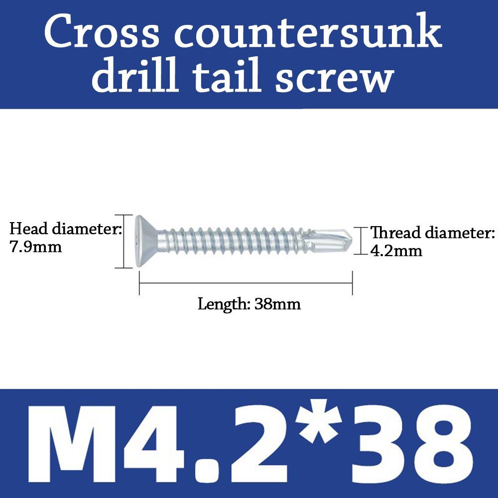 500g M4.2 Self-Drilling Screws Length 13-50mm Countersunk Head Self-Tapping Screws Quick Tapping Dovetail Wire Drilling Screw
