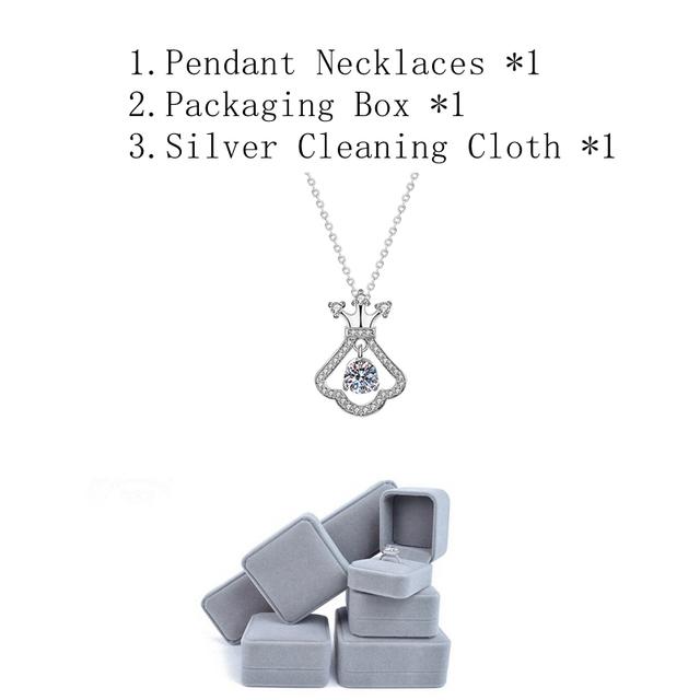 Real Moissanite Necklace Top Quality 925 Sterling Silver Crown Skirt Pendant Necklaces For Women Bride Sparkling Wedding Jewelry
