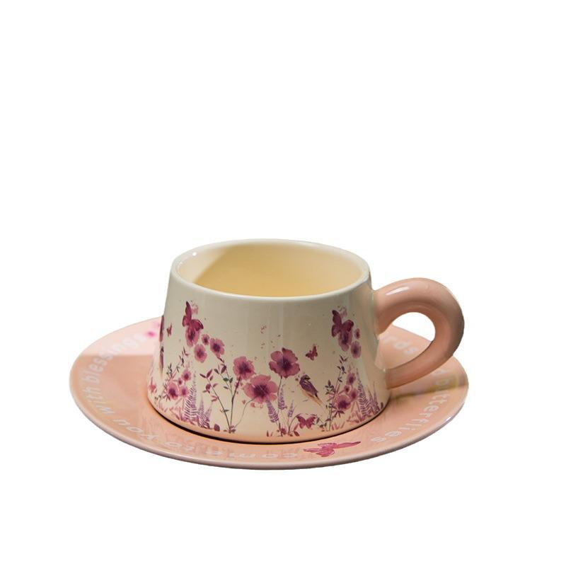 French Garden Luxury Coffee Cup & Saucer Gift Set: Elegant Mug with Saucer