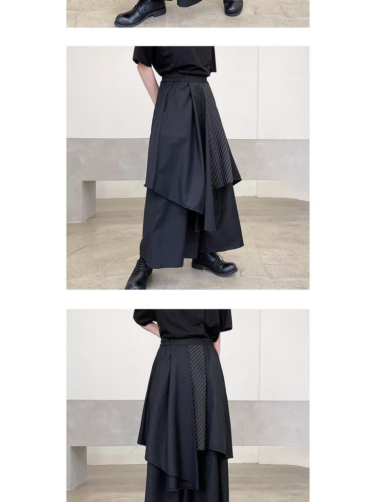 Yohji Yamamoto Men's Dark Irregular Japanese-style Ribbon Pants - Samurai Kendo Skirt Design for Summer
