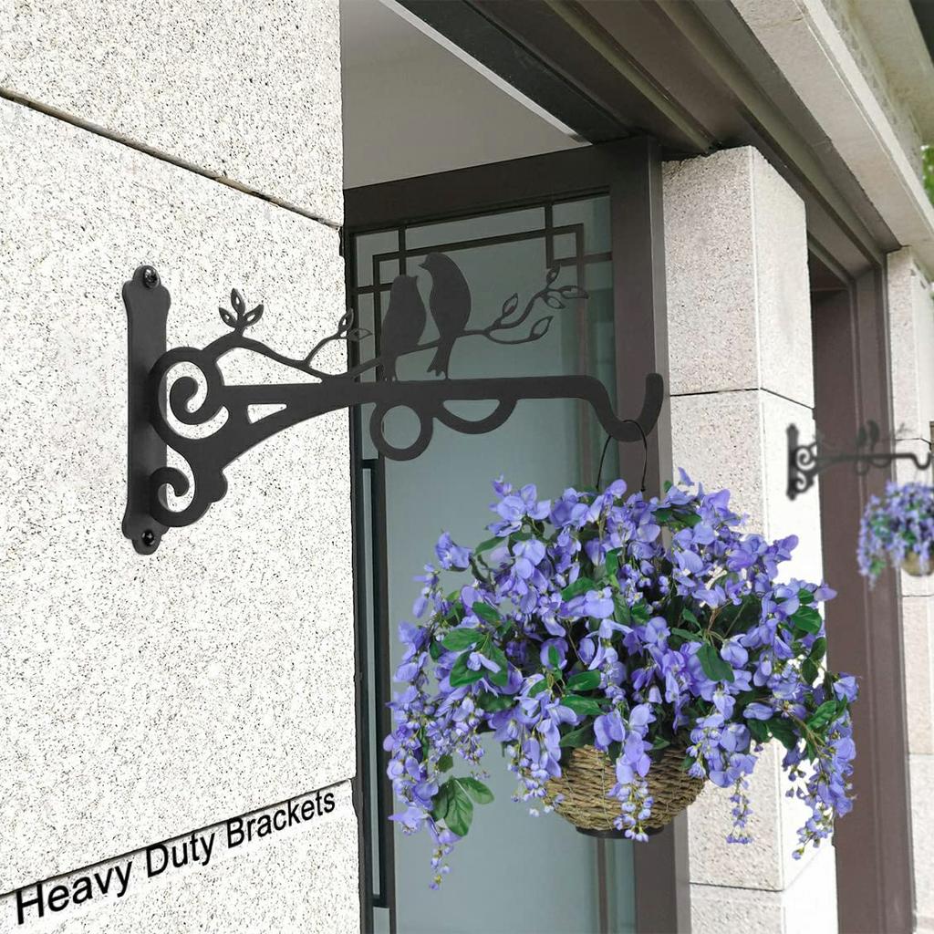 Iron Wall-Mounted Basket Hook Retro Hanging Planter Bracket Heavy Duty Hanger for Garden Patio