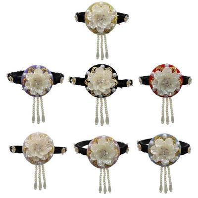 Flower Pearls Korean Hair Hoop Traditional Headband for Stage Shows and Ethnic Festivals Handmade Hair Accessories