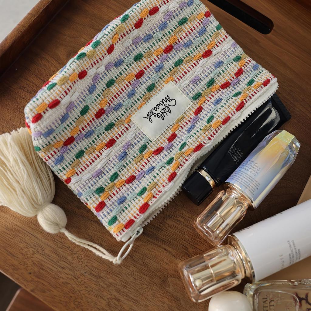 Miucatch Handmade Cosmetic Ethnic Colorful Makeup Pouch with Inner Large Easy To Storage Pouch for Travel and Zippered Storage Pouch, Style, Bag,